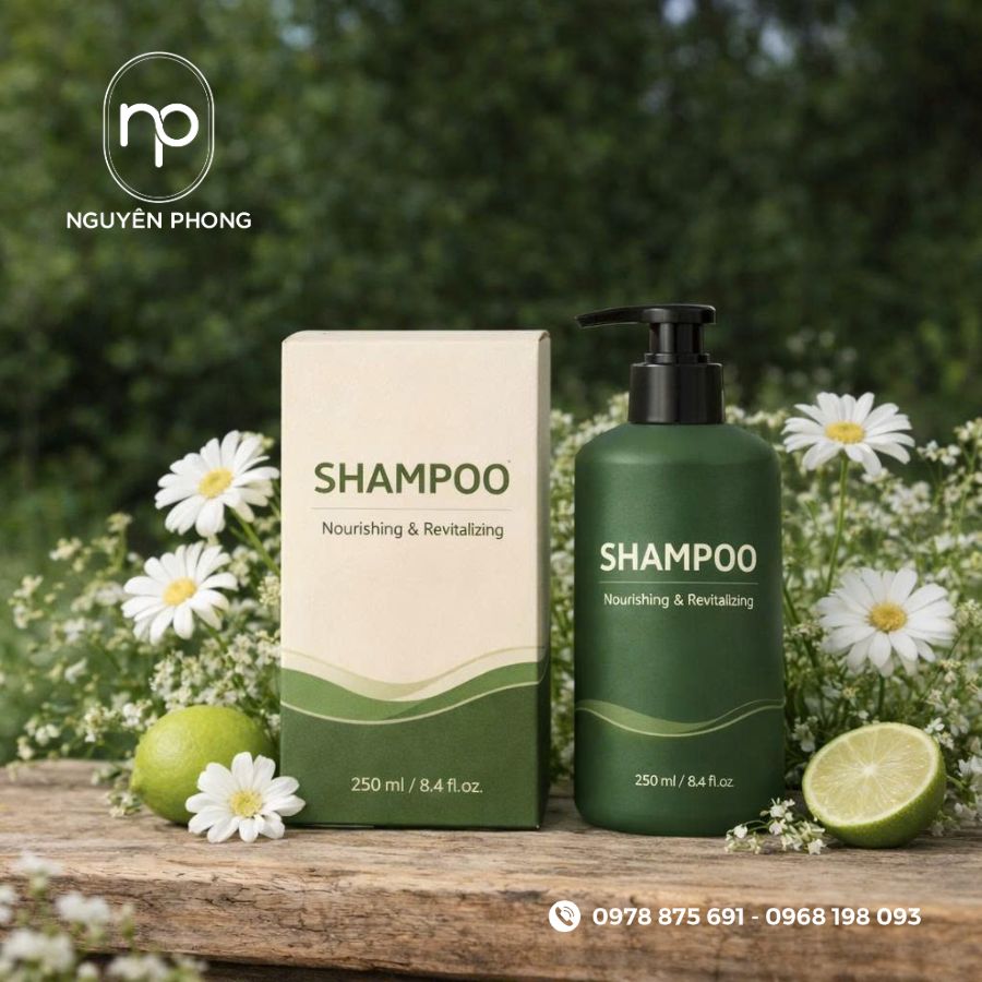 In hộp giấy đựng dầu gội